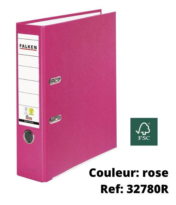 Classeur à levier en plastique, dos 8 cm - rose (ref: 32780R)