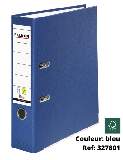 Classeur à levier en plastique, dos 8 cm - bleu (ref: 327801)