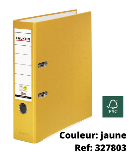 Classeur à levier en plastique, dos 8 cm - jaune (ref: 327803)
