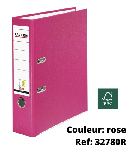 Classeur à levier en plastique, dos 8 cm - rose (ref: 32780R)