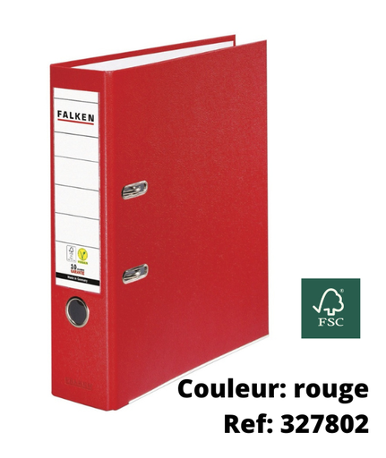 Classeur à levier en plastique, dos 8 cm - rouge (ref: 327802)