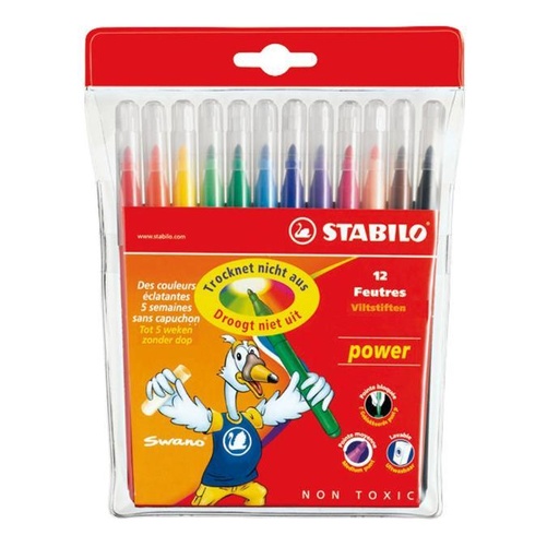 Marqueurs power stabilo (étui de 12 assortis) (ref: 5374)