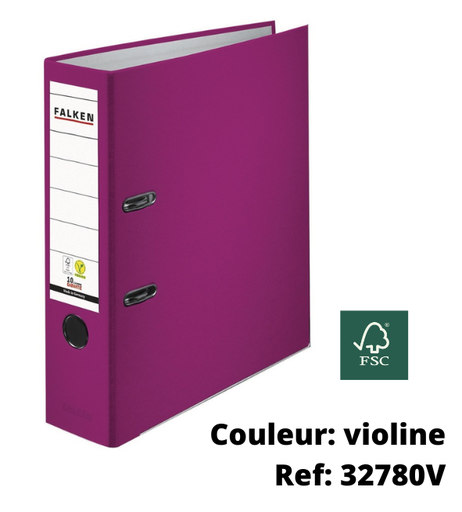 Classeur à levier en plastique, dos 8 cm - violine (ref: 32780V)
